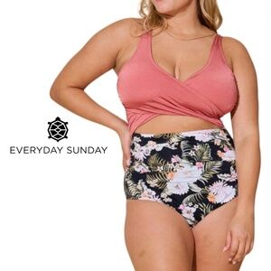 Everyday Sunday Pink Peaceful Floral Wrap One Piece - 3X